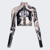 Jean Paul Gaultier Cropped Long Sleeve Top Nude And Navy