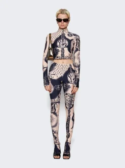 Jean Paul Gaultier Cropped Long Sleeve Top Nude And Navy