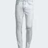 Amiri Crystal Logo Distressed Jeans Bleached Indigo