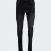 Amiri Crystal Logo Distressed Jeans Faded Black