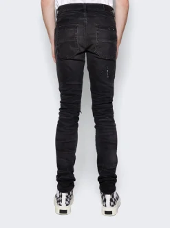 Amiri Crystal Logo Distressed Jeans Faded Black