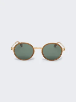 Mykita Dayo Sunglasses Glossy Gold And Dark Brown