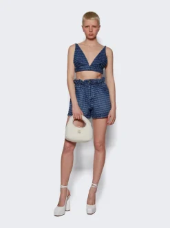 Miu Miu Denim Logo Top Blue