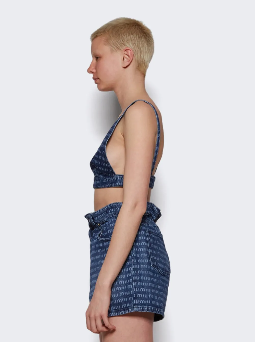 Miu Miu Denim Logo Top Blue