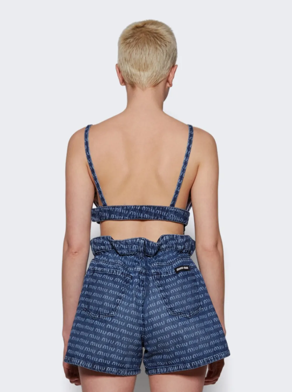 Miu Miu Denim Logo Top Blue