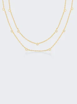 EF Collection Diamond Crown Double Strand Necklace 14K Gold