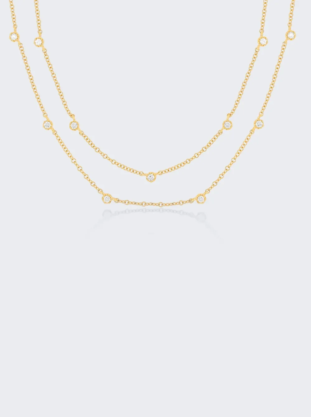 EF Collection Diamond Crown Double Strand Necklace 14K Gold