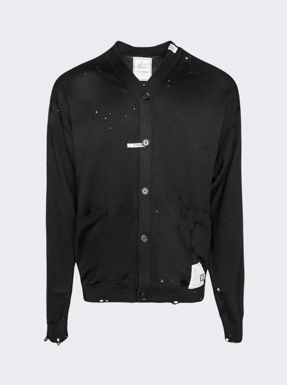 Maison MIHARA YASUHIRO Distressed Wool Cardigan Black