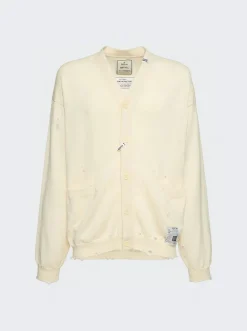 Maison MIHARA YASUHIRO Distressed Wool Cardigan White