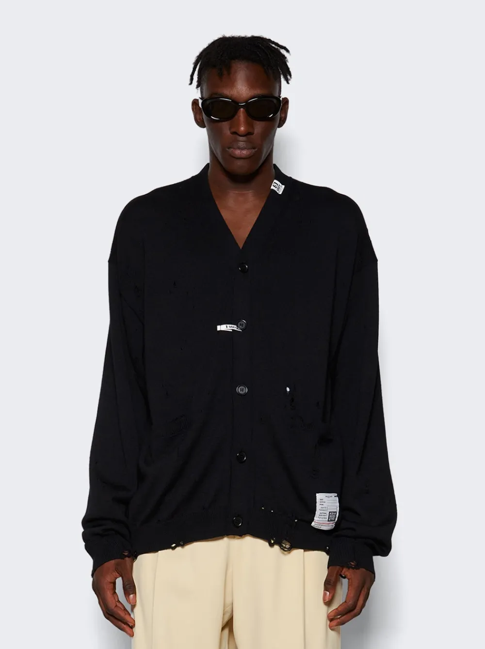 Maison MIHARA YASUHIRO Distressed Wool Cardigan Black