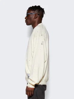 Maison MIHARA YASUHIRO Distressed Wool Cardigan White