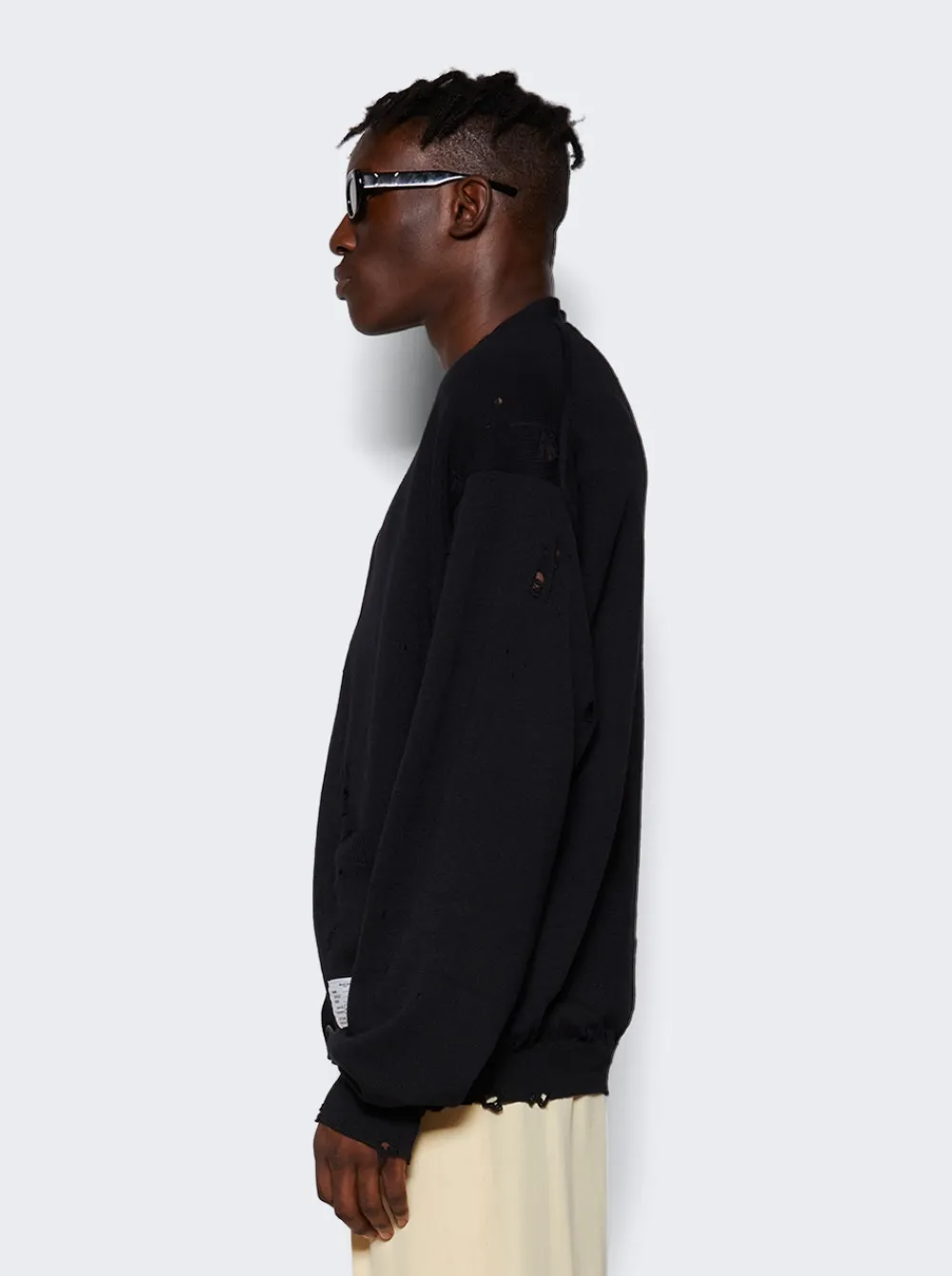 Maison MIHARA YASUHIRO Distressed Wool Cardigan Black