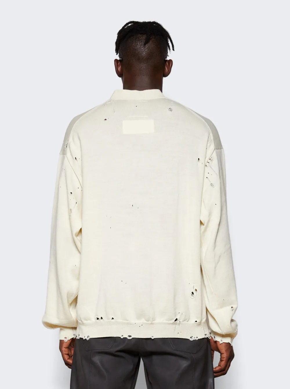 Maison MIHARA YASUHIRO Distressed Wool Cardigan White