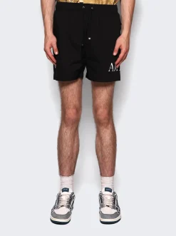 Amiri Double Logo Swim Shorts Black