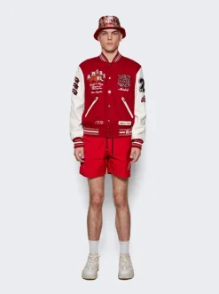 Amiri Double Logo Swim Shorts Red
