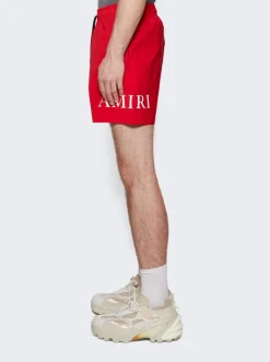 Amiri Double Logo Swim Shorts Red