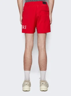 Amiri Double Logo Swim Shorts Red
