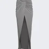 LaQuan Smith Draped Maxi Skirt Stone