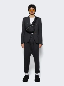 Balmain Drawstring Flannel Pants Dark Grey