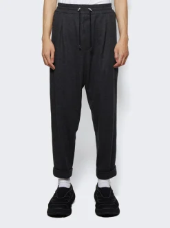 Balmain Drawstring Flannel Pants Dark Grey