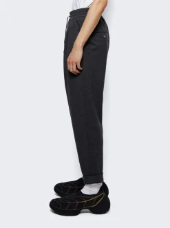 Balmain Drawstring Flannel Pants Dark Grey