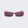 Balenciaga Dynasty Rectangle Sunglasses Fuchsia
