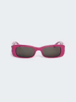 Balenciaga Dynasty Rectangle Sunglasses Fuchsia