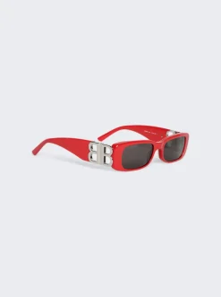 Balenciaga Dynasty Rectangle Sunglasses Red