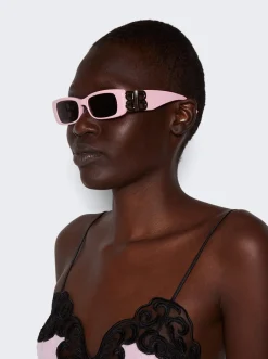 Balenciaga Dynasty Rectangle Sunglasses Pink