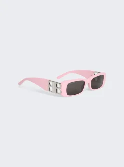 Balenciaga Dynasty Rectangle Sunglasses Pink