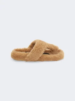 Loewe Ease Toe Post Shearling Sandal Medium Concealer