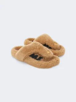 Loewe Ease Toe Post Shearling Sandal Medium Concealer