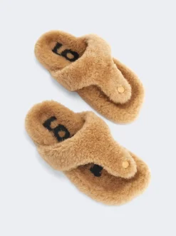 Loewe Ease Toe Post Shearling Sandal Medium Concealer