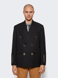 BURBERRY Ekd Button Detail Tailored Jacket Black