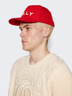 BALLY Embroidered Baseball Hat Deep Ruby