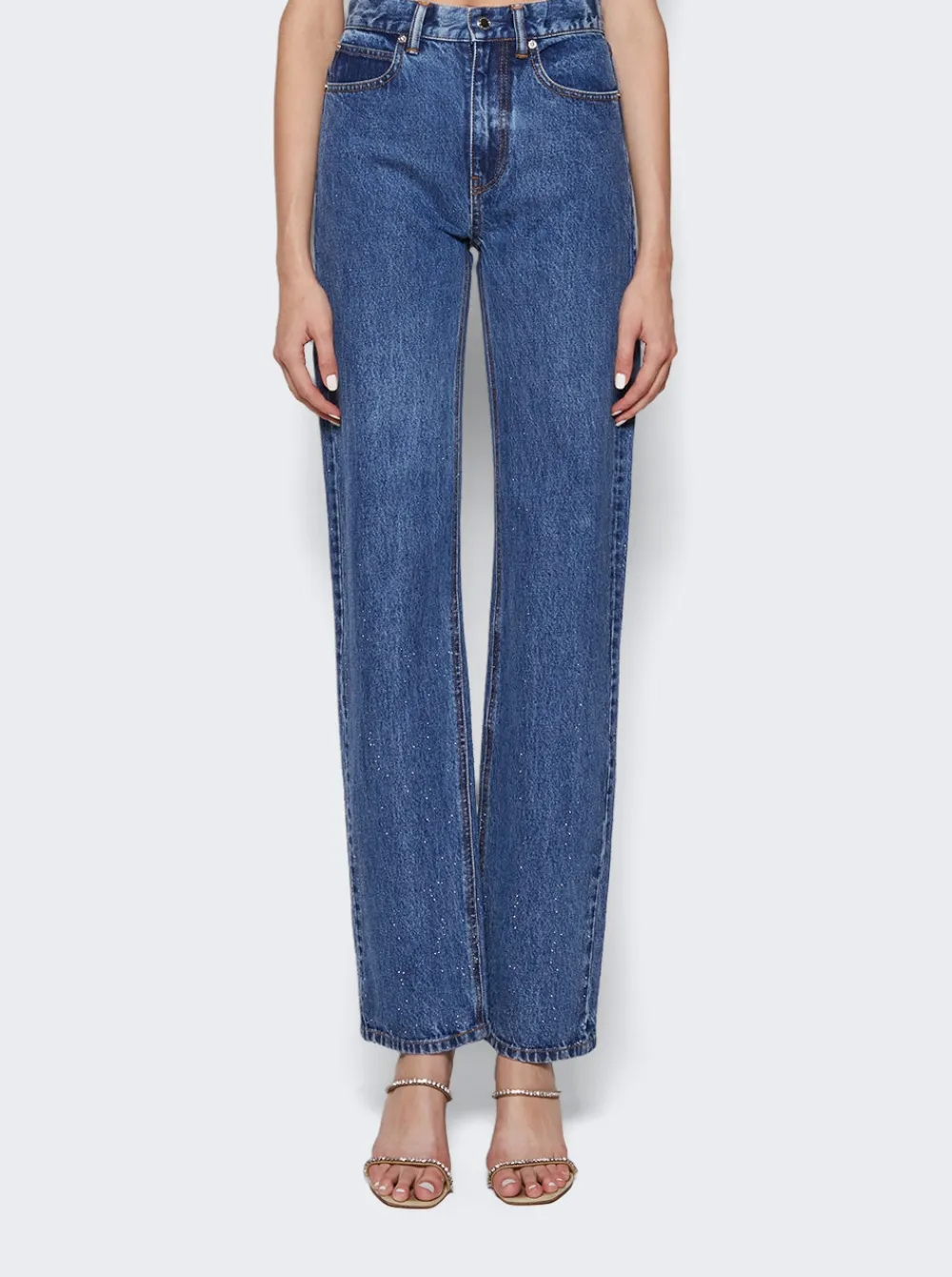 Alexander Wang Ez Straight Leg Clear Bead Jeans Deep Blue
