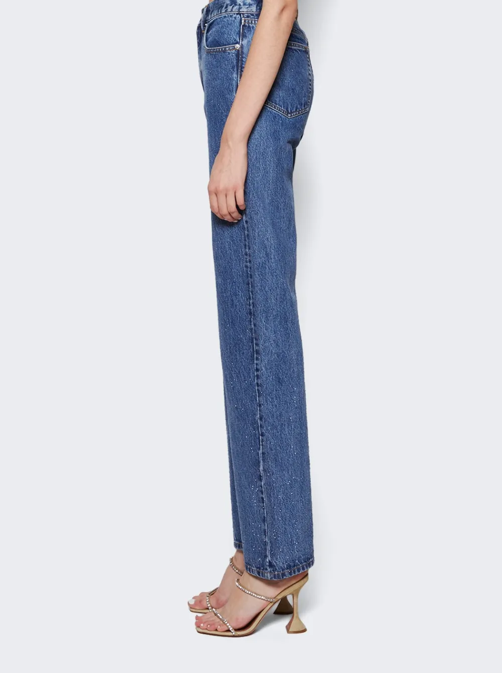 Alexander Wang Ez Straight Leg Clear Bead Jeans Deep Blue