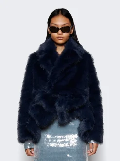 Sacai Faux Fur Jacket Navy