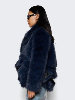 Sacai Faux Fur Jacket Navy