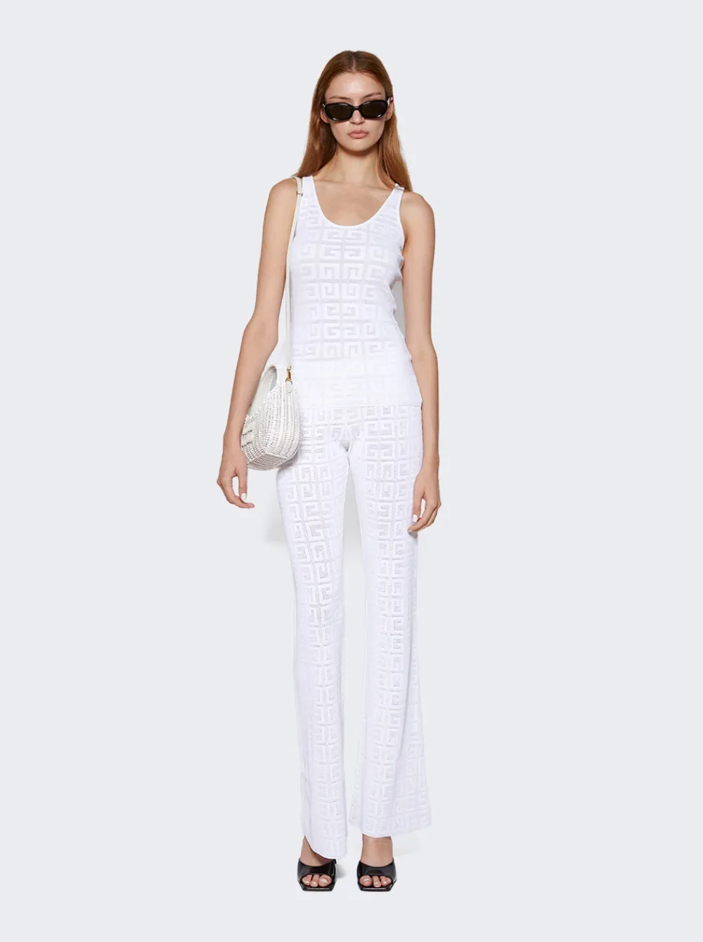 Givenchy Flare Pants In 4G Jacquard White