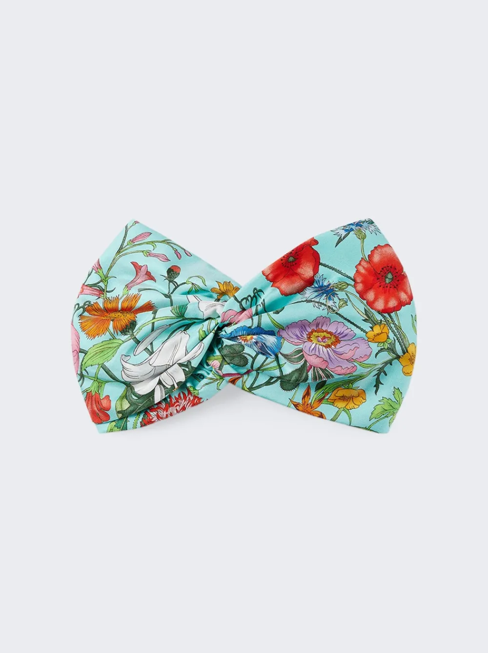 Gucci Flora Print Silk Headband Blue