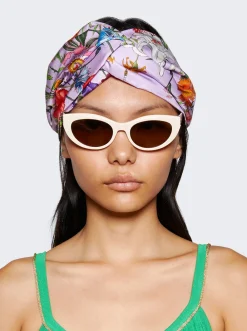 Gucci Flora Print Silk Headband Pink