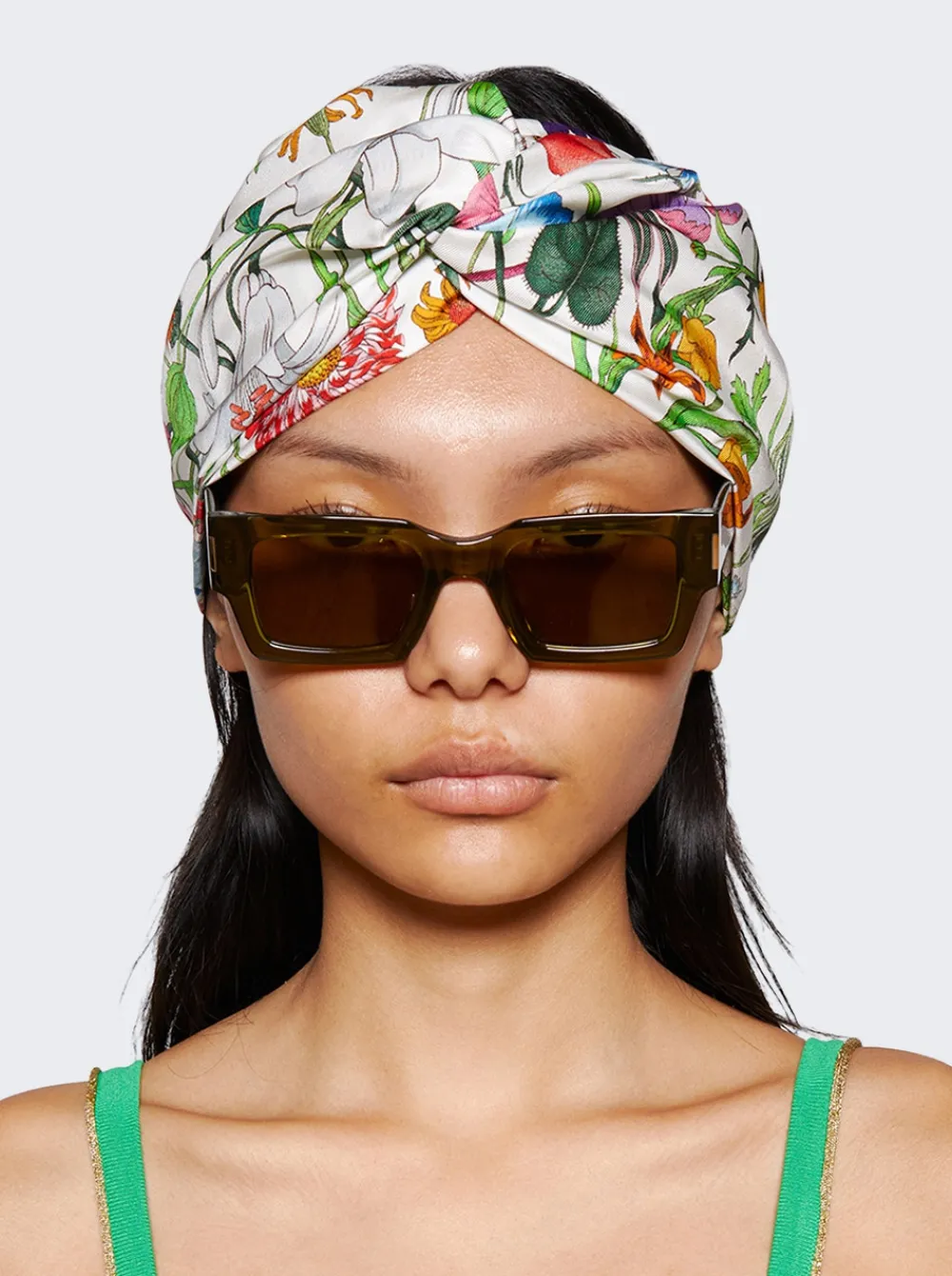 Gucci Flora Print Silk Headband White