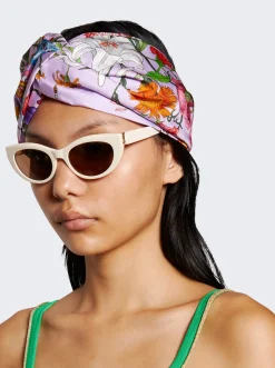 Gucci Flora Print Silk Headband Pink