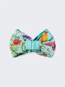 Gucci Flora Print Silk Headband Blue