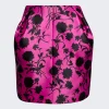 Versace Floral Print Pleated Duchesse Satin Mini Skirt Black And Waterlily