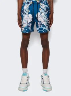 Amiri Floral Swim Shorts Blue