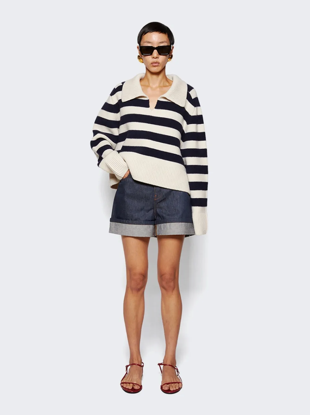 Khaite Franklin Sweater Magnolia And Navy Stripe