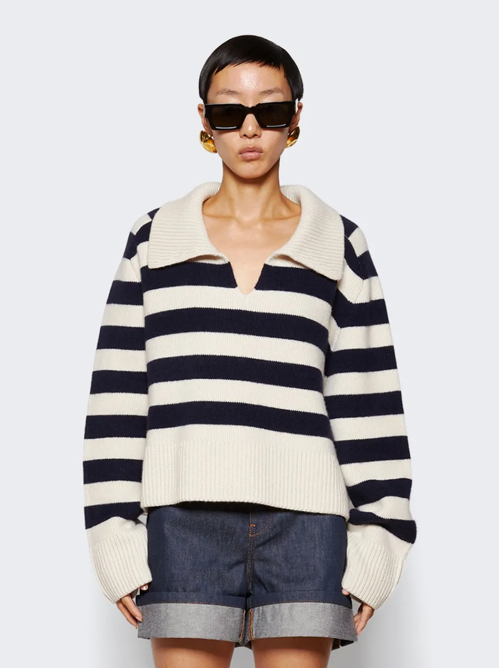 Khaite Franklin Sweater Magnolia And Navy Stripe