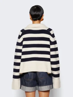 Khaite Franklin Sweater Magnolia And Navy Stripe